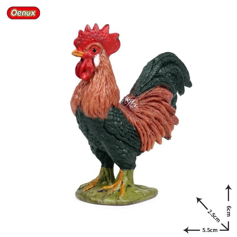 Oenux Lovely Farm Animals Hen Turkey Chook Chicken Cock Action Figure Model Figurines Poultry Miniature Educational PVC Kid Toy