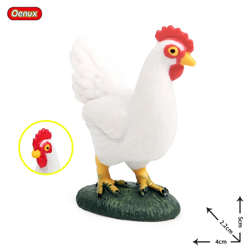 Oenux Lovely Farm Animals Hen Turkey Chook Chicken Cock Action Figure Model Figurines Poultry Miniature Educational PVC Kid Toy