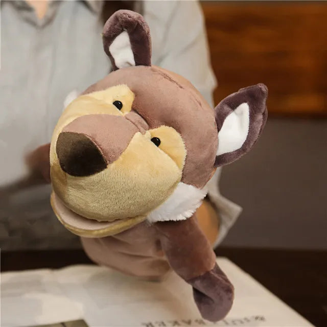 Soft Stuffed Toy Doll Animal Plush Doll Educational Baby Toys Lion Elephant Monkey Giraffe Tiger Bunny Kawaii Hand Finger Puppet