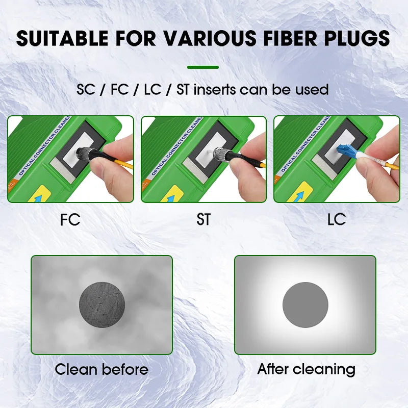 Optical Fiber End Face Cleaning Box SC/FC/LC/ST Fiber Wiping Tool Pigtail Cleaner FTTH Optic Fiber Cleaner Tools