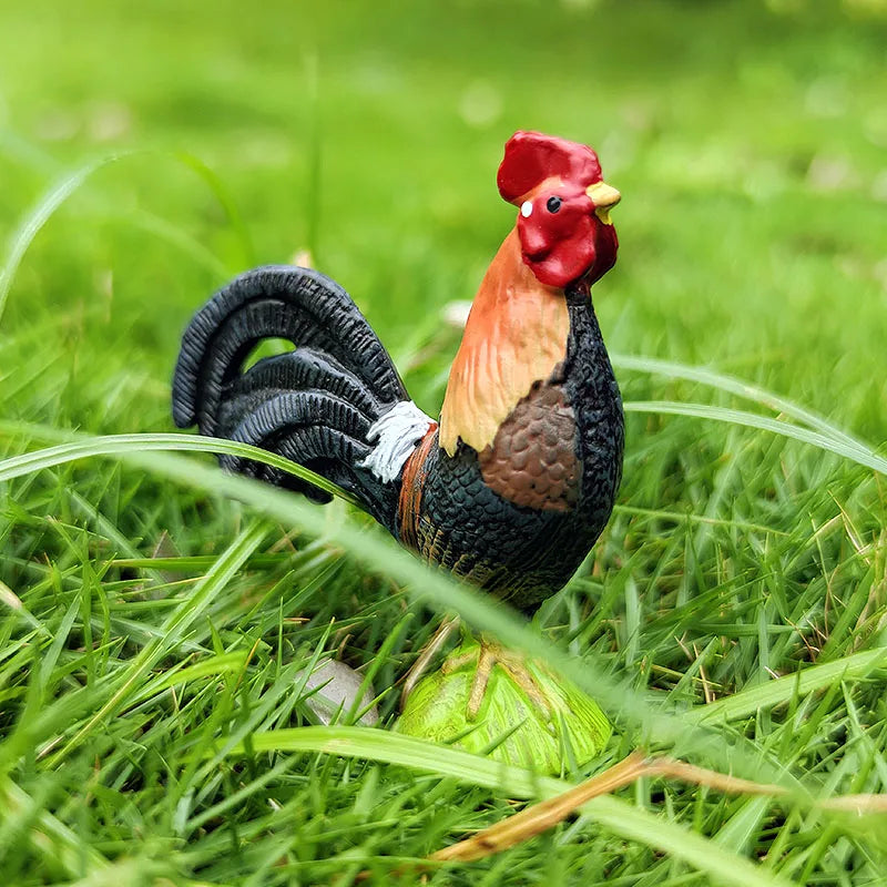 Oenux Lovely Farm Animals Hen Turkey Chook Chicken Cock Action Figure Model Figurines Poultry Miniature Educational PVC Kid Toy