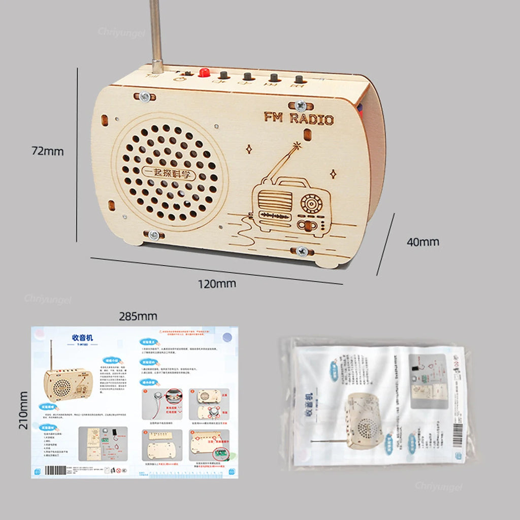 DIY Wooden Radio Kit Retro FM Educational STEM Building Toy Science Experiment Kit 3D Puzzle Craft Birthday Gift for Kids Teens