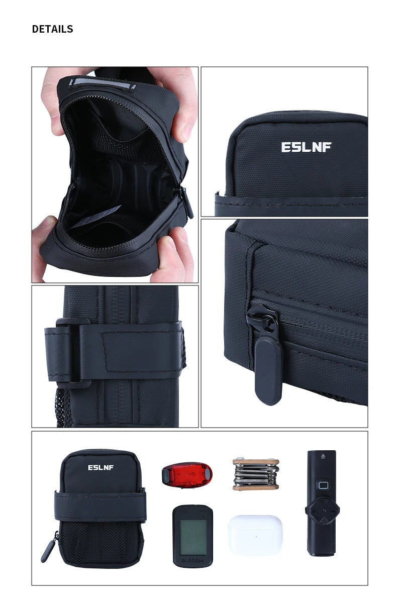 ESLNF Bike Saddle Bag Waterproof Mountain Road Bicycle Tail Bag Bike Under Seat Pack Cycling Tools Bag