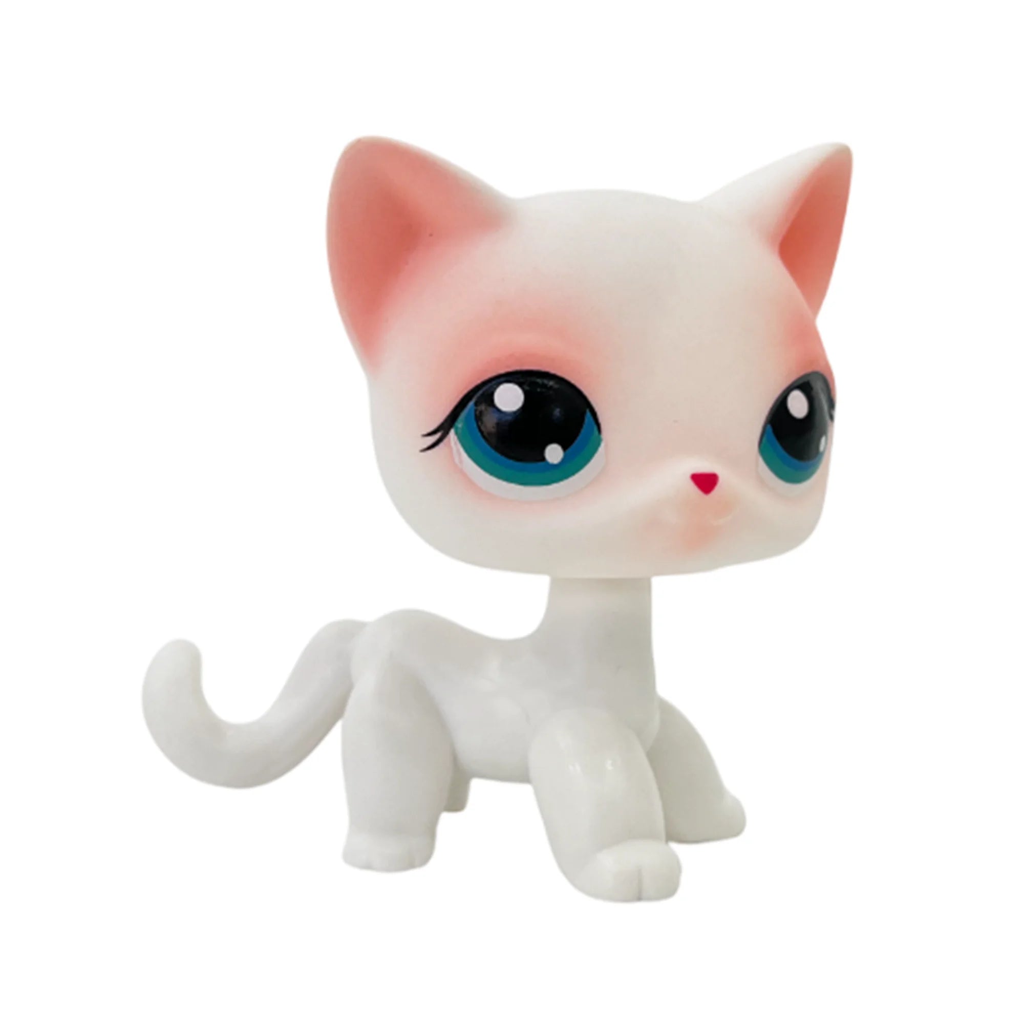 Rare pet Bobble head toy Stands Short Hair Kitten with Mouse and necklace Old Animal Collection toy lps