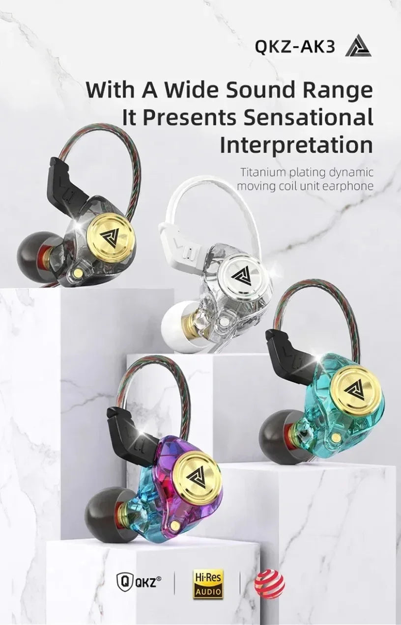QKZ CK5 FiLe Wired Earphone with Microphone HiFi Music Earphone Professional Gaming And Sports Noise Cancelling Headphones