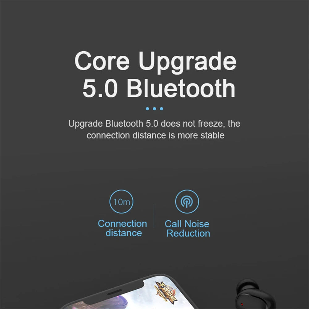 A6S Wireless Bluetooth Earphones Touch Control Sport Headset LED Display Stereo Sound For Mobile Phones