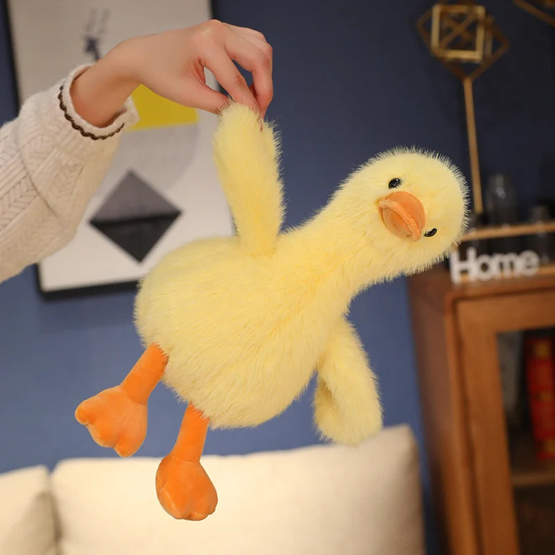 Kawaii Simulation Yellow Duck Plush Toy White Pink Black Long Hair Duck Plush Doll for Boys And Girls To Accompany Sleeping Gift