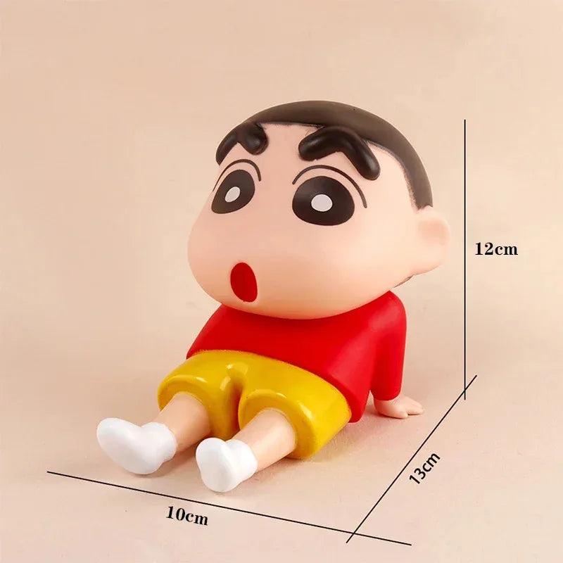 Crayon Shin-Chan Figures Phone Holder Kawaii Anime Desktop Ornaments Cartoon Watching TV Phone Support Cute Doll Decorations