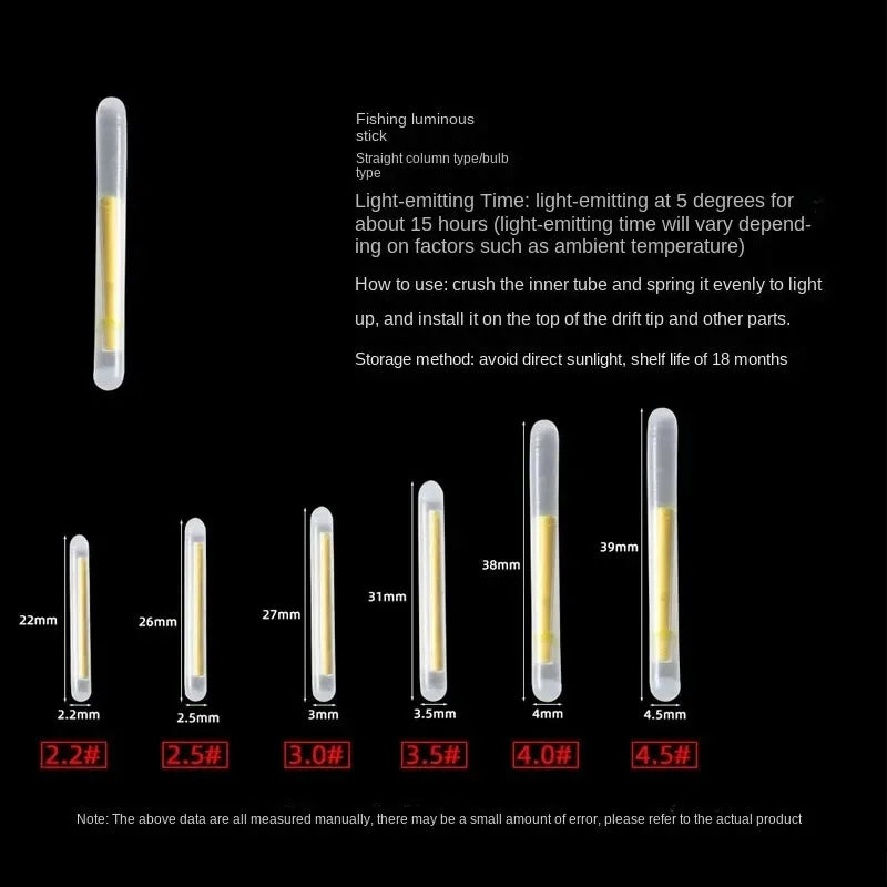BRAVMACK 50/100pcs Outdoor Fishing Fluorescent Rod Firefly Fluorescent Rod Light Fishing Floating Rod Light Dark Luminous Rod