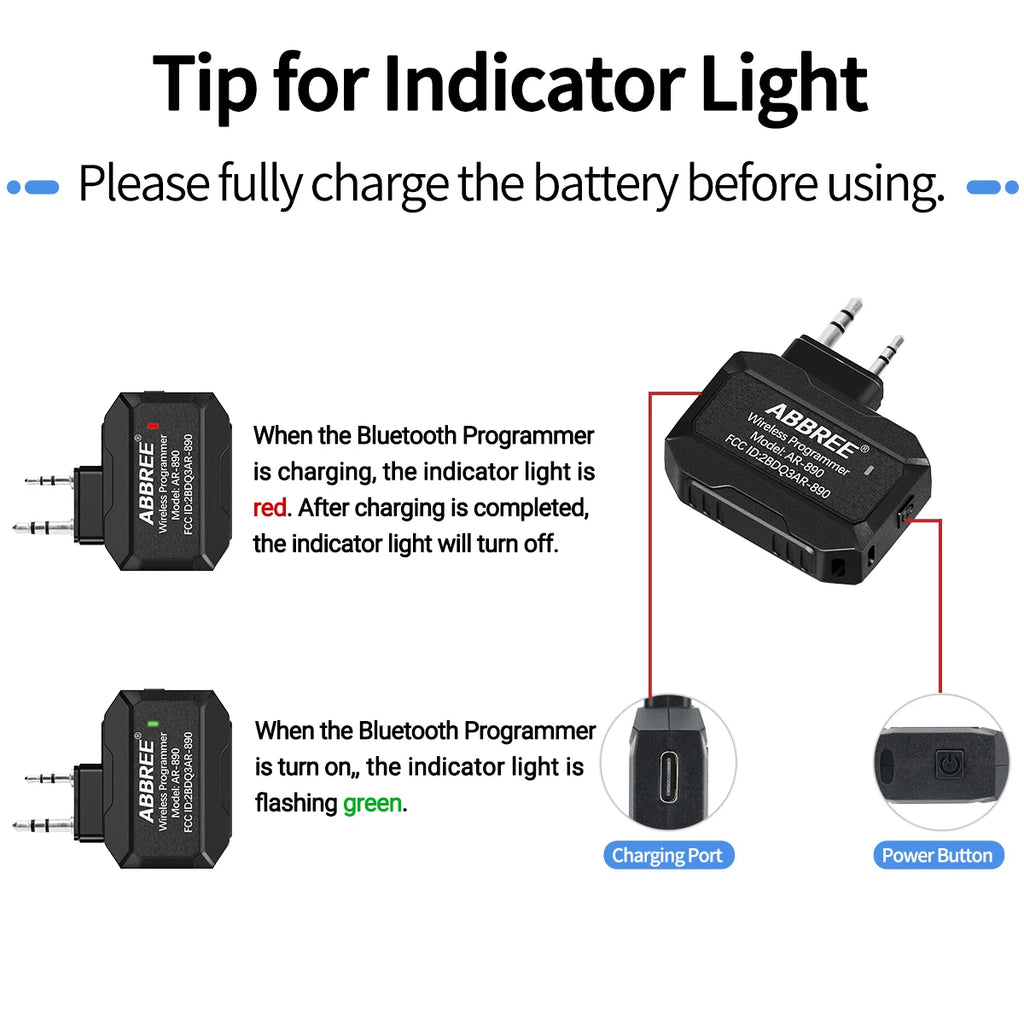 ABBREE Bluetooth Wireless Programmer for Walkie Talkie Plug & Play No Driver Issue Phone for UV5R BF888S Quansheng UVK5
