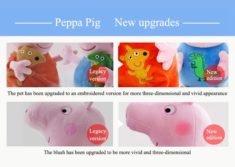 19cm Original Peppa Pig Plush Toys George Eddie Bear Mr Dinosaur Cartoon Anime Figure Stuffed Plush Toys Kids Christmas Gift Toy