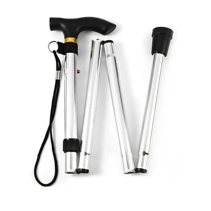 Telescopic Walking Stick Outdoor Hiking Trekking Poles Aluminum Alloy Metal Folding Cane Crutches Pole For Elderly People