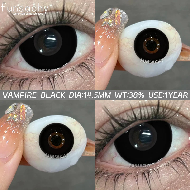 FUNSACHY 1Pair Colorful Cosplay Contact Lenses for Eyes Colored Fashion Pink Contacts Lens Green Cosmetic Pupil Yearly Red Lens