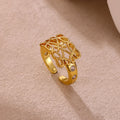 Fashion Geometry Vine Zirconia Rings For Women Luxury Gold Color Shiny Anillos Party Wedding Romantic Jewelry Her Gift Ring