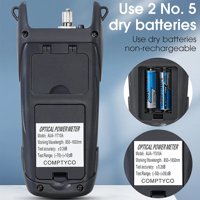 COMPTYCO AUA-Y710A/Y510A Optical Power Meter -70~+10dBm/-50~+26dBm Fiber Optic Cable Tester FTTH Tools(OPM with LED Lighting)
