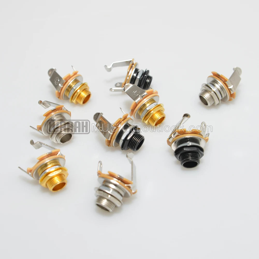 1pcs Electric Guitar Input Jack For Electric Guitar & Bass Guitar 1/4"" (6.35mm) Mono Jack Socket Chrome Nut & Washer
