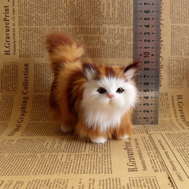 Cute Simulation Cat Plush Toys Hard Stuffed Kitten Model Fake Cat Realist Animals For Kids Girls Birthday Valentine's Day Gift