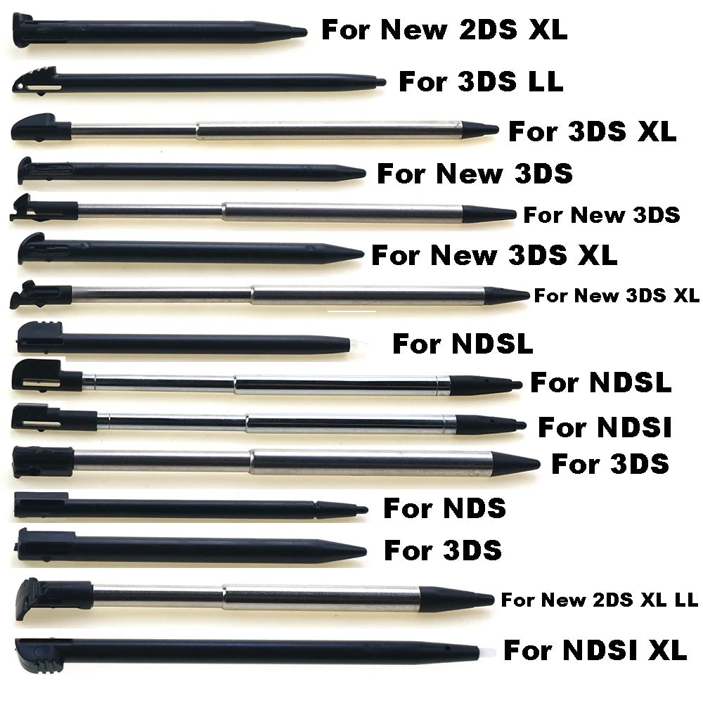 1PC Black Metal Telescopic Stylus Plastic Stylus Touch Screen Pen for 2DS 3DS New 2DS LL XL New 3DS XL For NDSL NDSi NDS