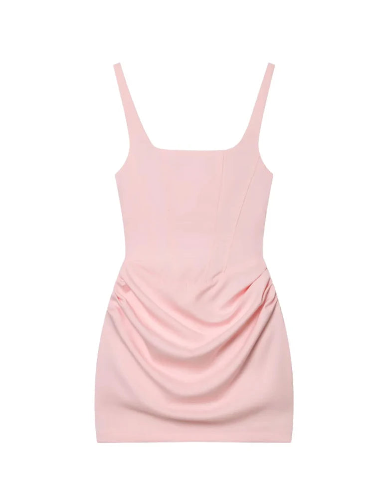 French Style Women Ruched Short Dress Fashion Summer Party Evening Gown Spaghetti Strap Bodycon Sexy Bandage Corset Mini Dress