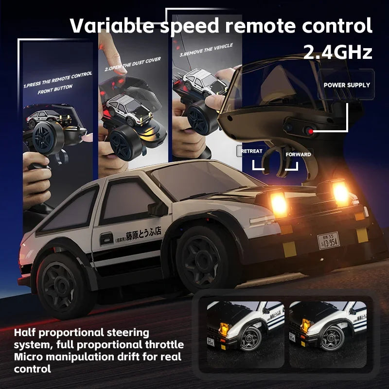 1:64 Desktop RC Drift Car 2.4G High-Speed Racing Car Four-Wheel Mini Desktop Remote Control Car Electric Toy for game party gift