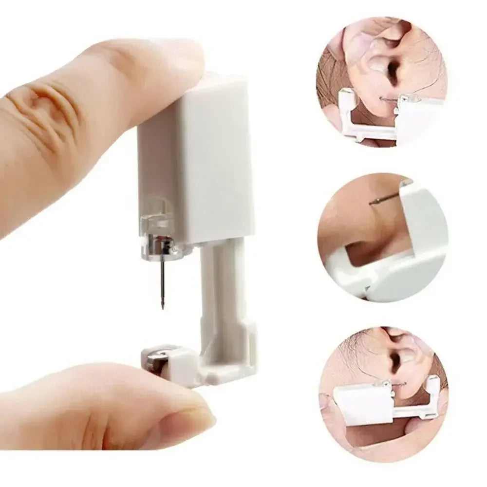 Safety Ear Piercing Gun Kit Women Men Disposable White Plastic Sterile Ear Piercing Device Fashion Simple Jewelry Piercing Tools