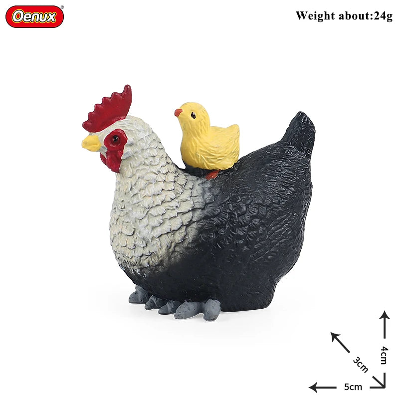 Oenux Lovely Farm Animals Hen Turkey Chook Chicken Cock Action Figure Model Figurines Poultry Miniature Educational PVC Kid Toy