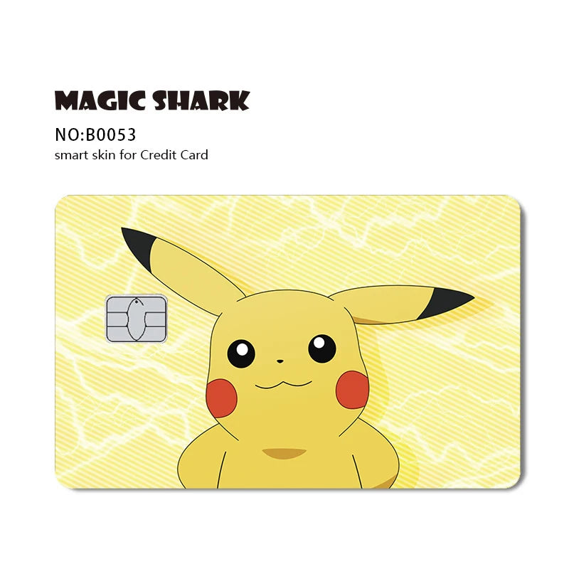 Maigc Shark Cute Pokemons Mewtwo Eevee Pikachu Gengar Sticker Film Cover for Debit Credit Card No Fade
