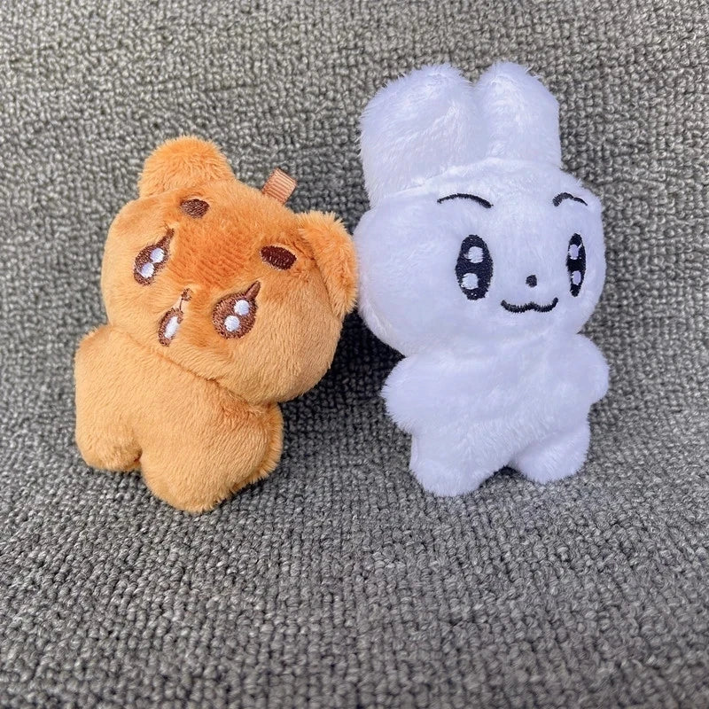 New 5pcs TXT Dolls Kpop Cartoon Soobin Beomgyu Same Plush Keyrings Q Styles Tutu Bar Two-Bar Doll Keychain Rings Bag Pendants