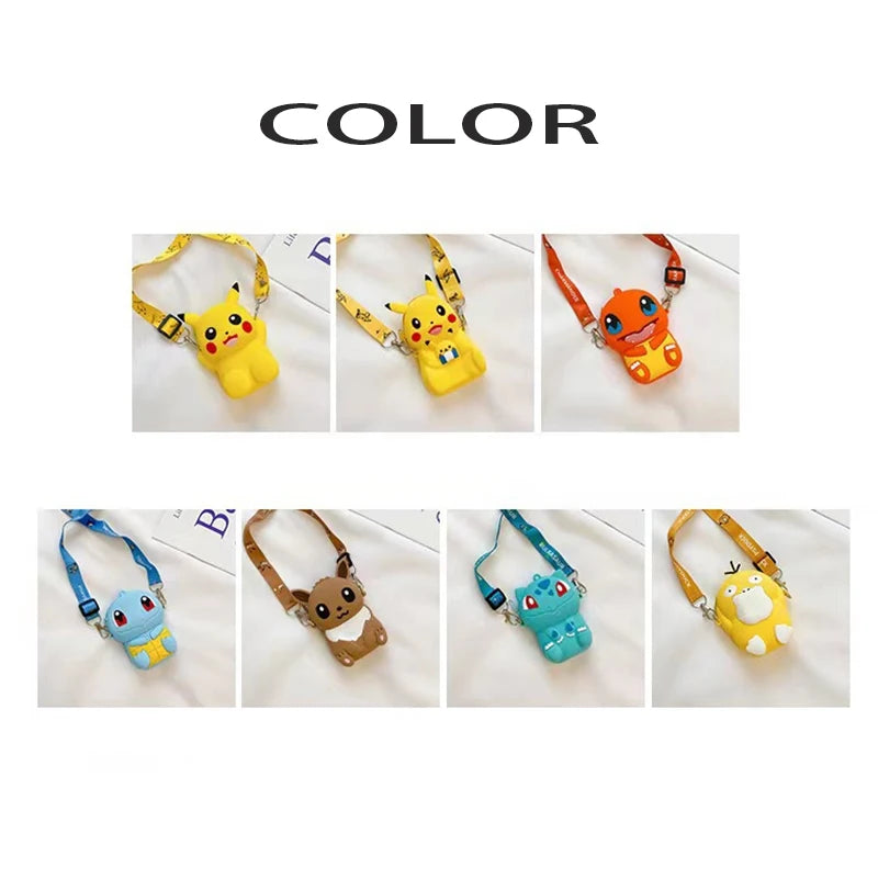 Pokemon Pikachu Lovely Fashion Bag Princess Small Storage Silicone Purse Messenger Cartoon Figures Model Toy Children's Gift Bag