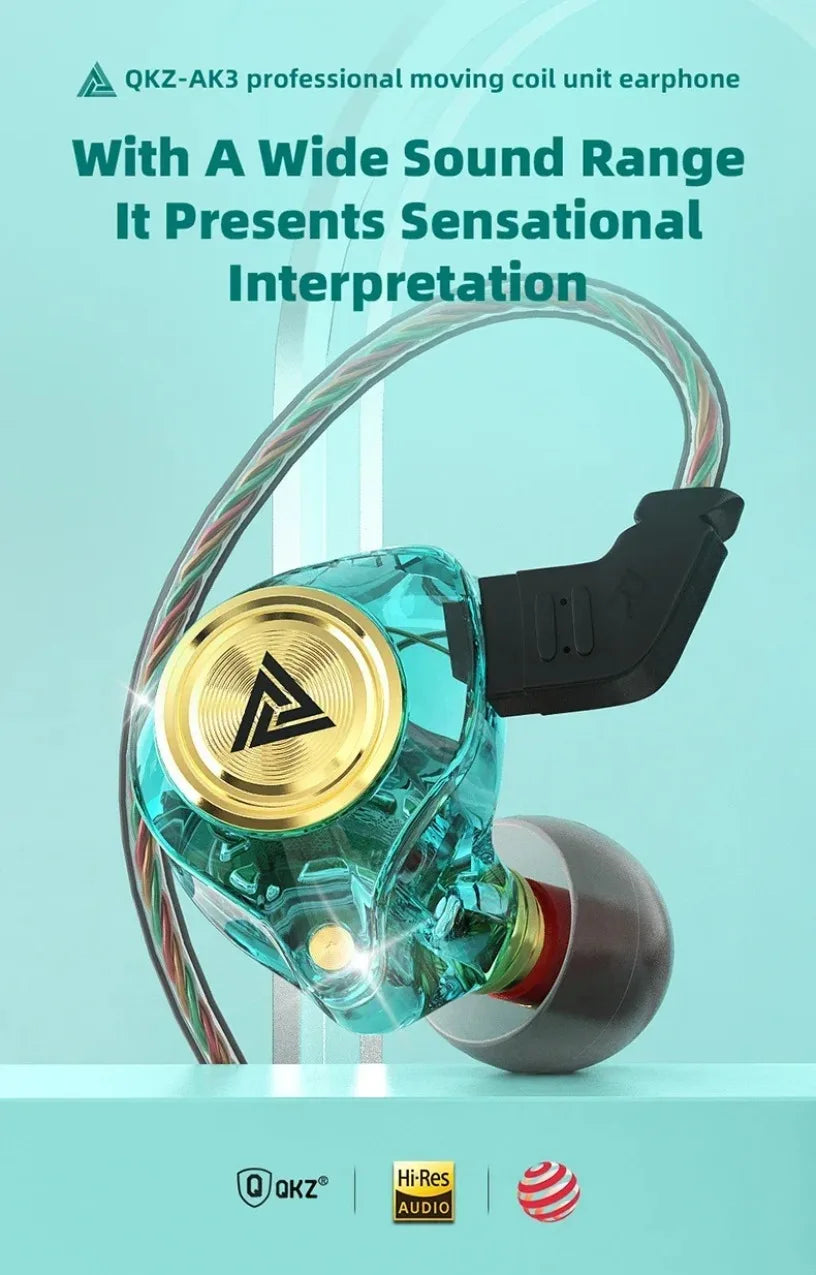 QKZ CK5 FiLe Wired Earphone with Microphone HiFi Music Earphone Professional Gaming And Sports Noise Cancelling Headphones