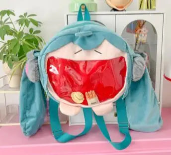 Hatsune Miku Shoulder Bag Backpack Cute Anime Plush Cartoon Kawaii Knapsack Student Bag Packet For Gifts Toys