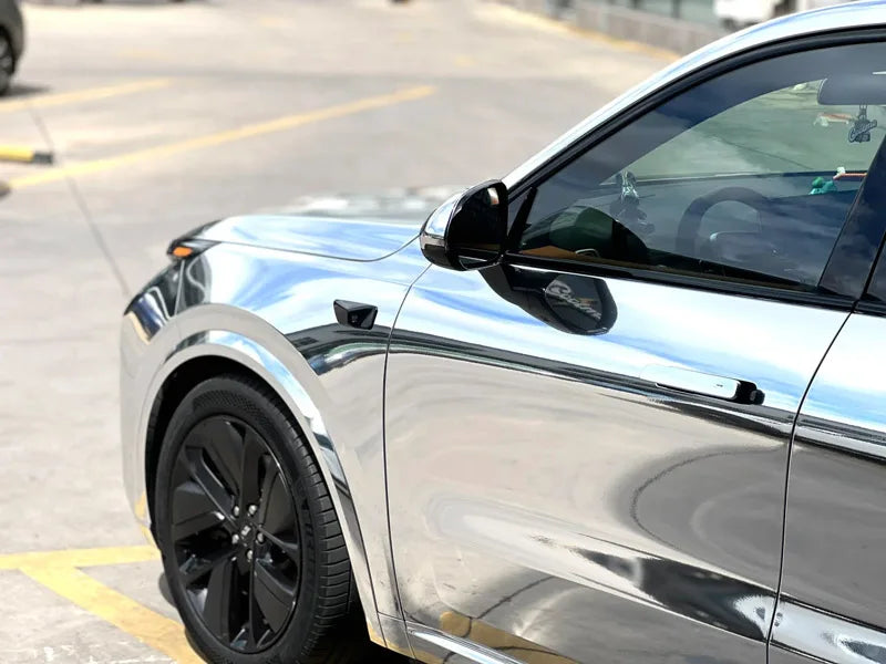 Premium Stretchable Chrome Mirror Silver Vinyl Wrap Adhesive Film Roll Air Release DIY Decal Sheet