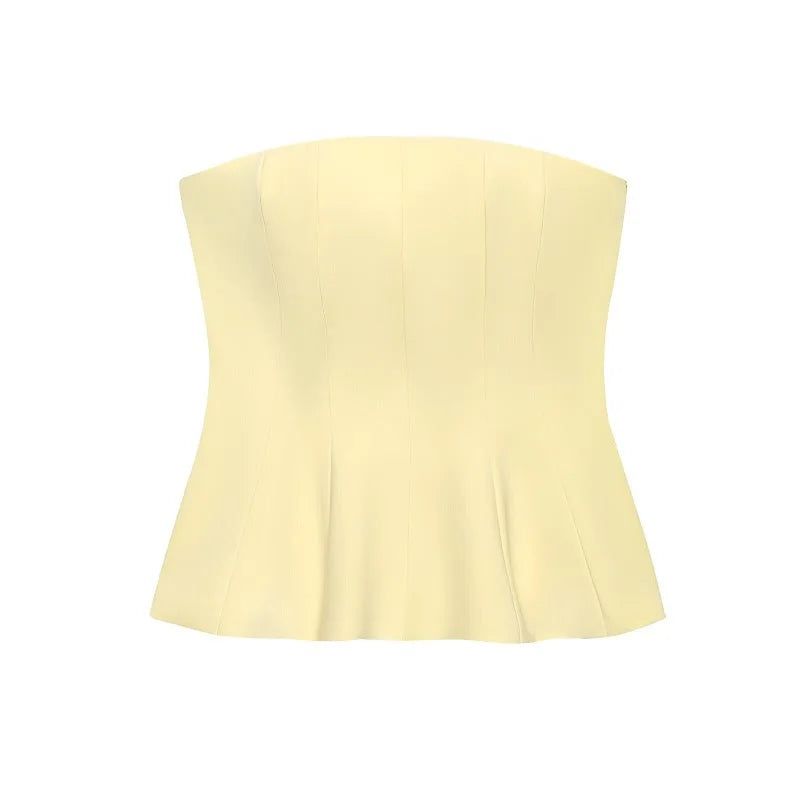MUJER 2025 Corset Tube Tops for Women off Shoulder Crop Top Woman Sexy Backless Tank Top Women Yellow Black Bustier Tops Woman