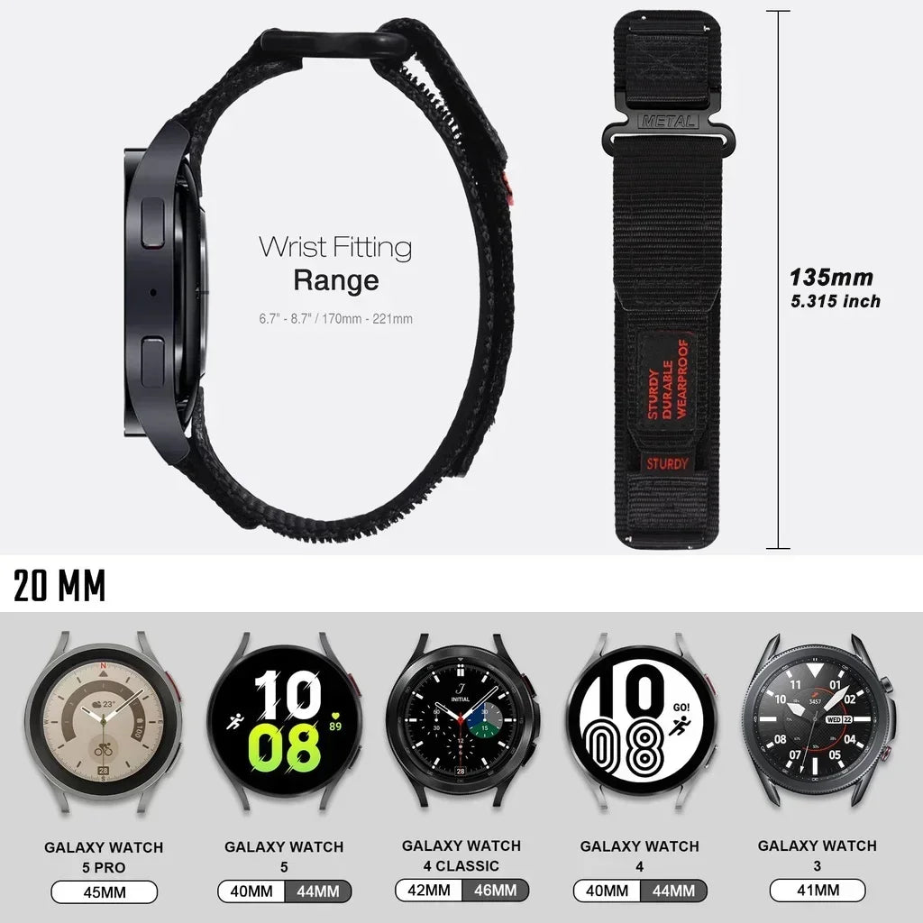 22mm 20mm Camouflage Nylon Strap for Samsung Galaxy Watch 7 6 5 4 40/44mm 6 Classic 43 47mm Band for Huawei Watch GT5 4Pro Band