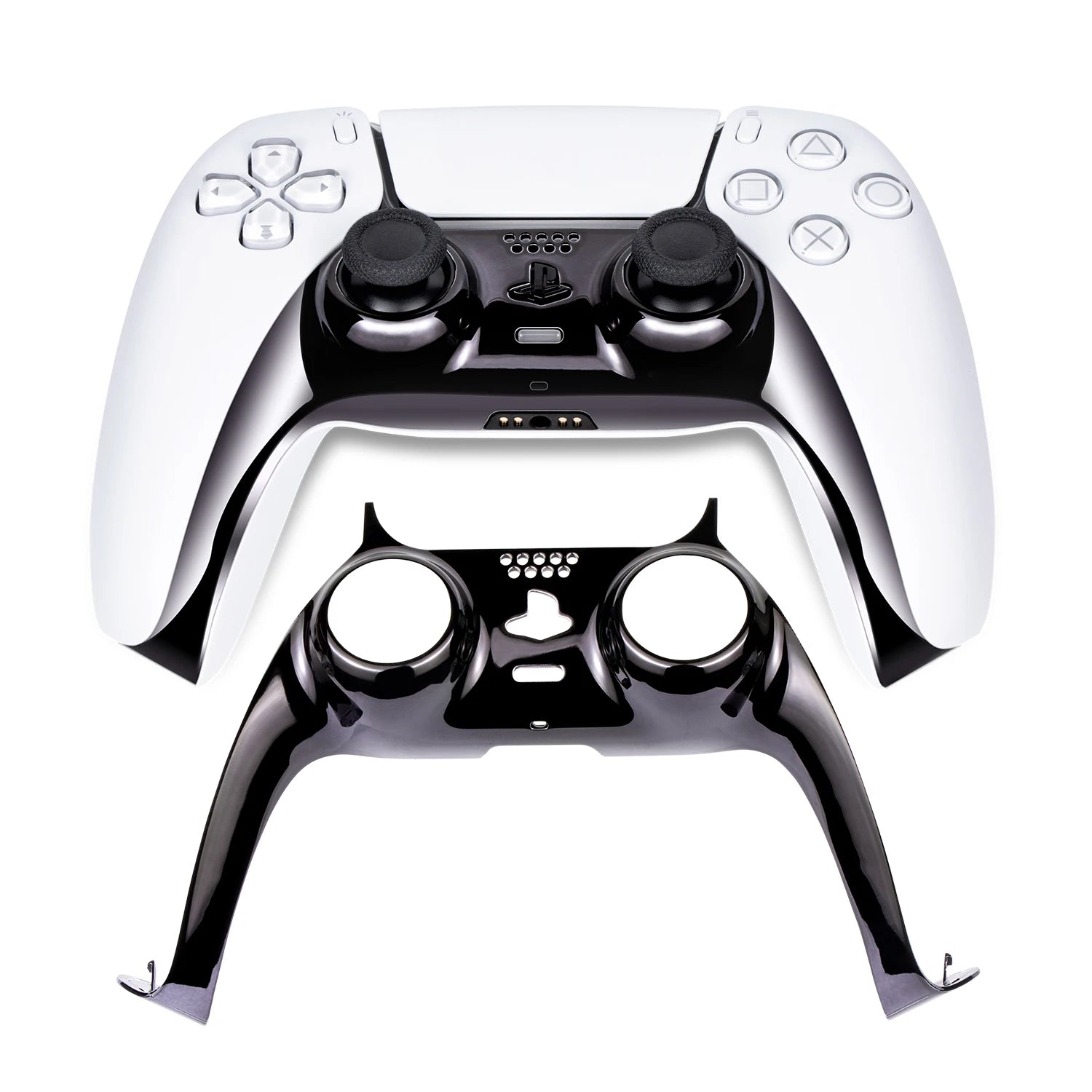 Chrome Black Glossy Chrome DIY Replacement Controller Shell for PS5 Custom Plates Cover Compatible Upgrade For PS5 Slim