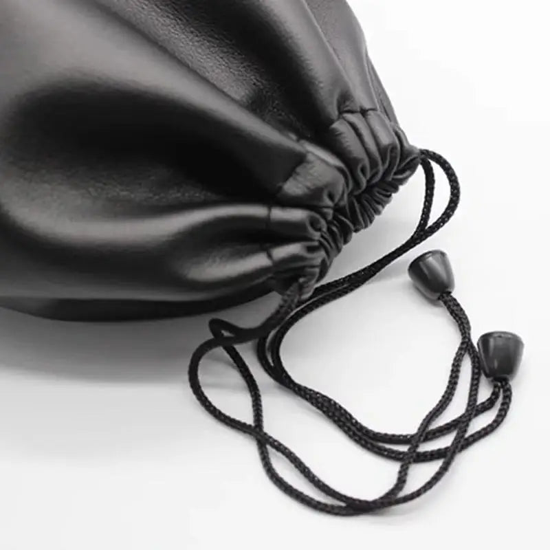1Pc Draw String Bag Headphone Bags Durable Black Dust-proof Drawstring Bag PU Leather Headset Bag Durable Multi Purpose Storage