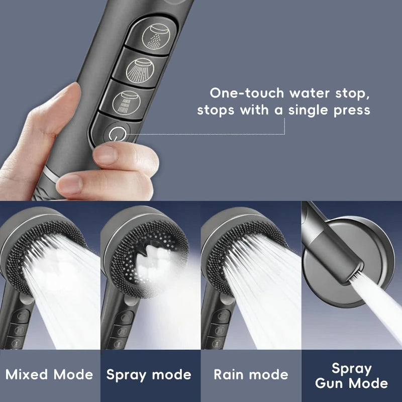 Filtered Supercharged Shower Head Four-speed Adjustment With Water Seal Multi-functional Home Shower Bathroom Accessories