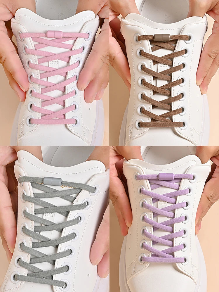 Elastic No Tie Shoelaces Semicircle Shoe Laces for Kids and Adult Sneakers Lazy Shoelace Quick Put on And Take Off Shoe Strings