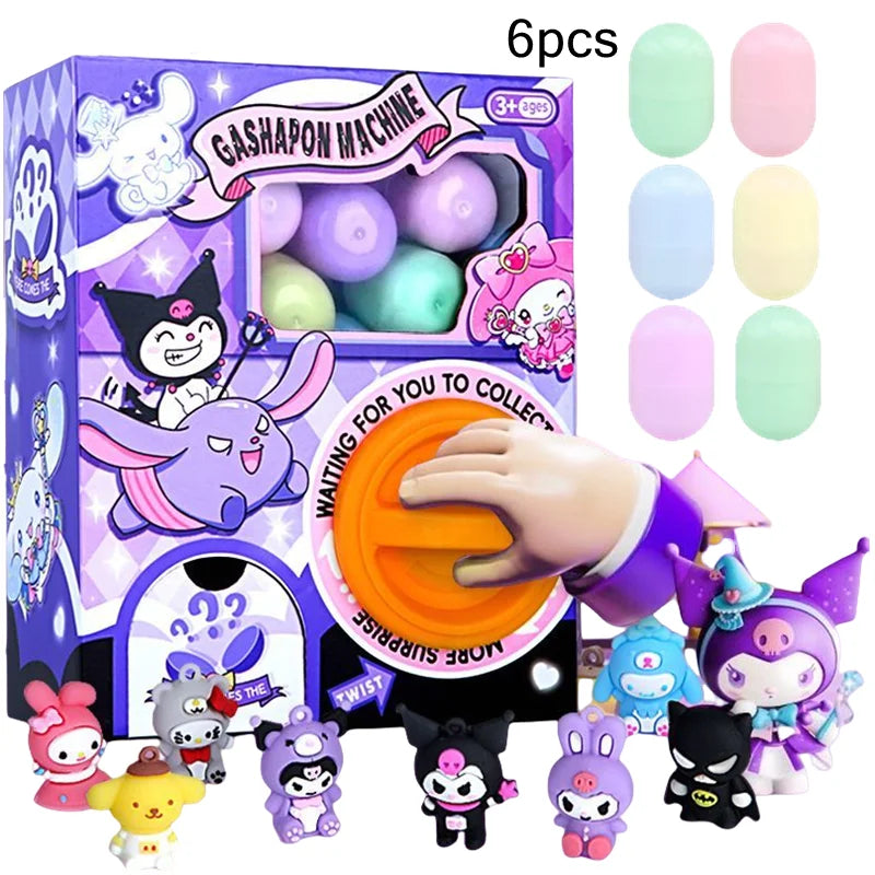Kulomi Hello Kitty Action Figure DIY Egg Twisting Machine Surprise Mini Claw Doll Game Machine Blind Box Toys Children Gifts