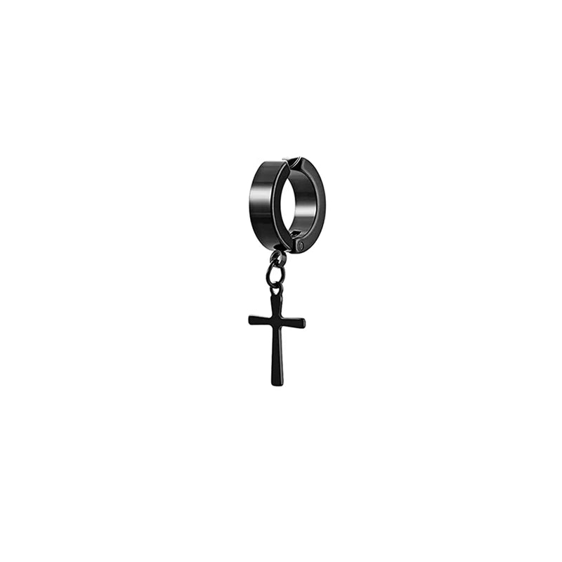 1 Pcs Clip On Hoop Earrings For Men Women Stainless Steel Fake Non Piercing Magnetic Dangle Earring Black Huggie Hoop