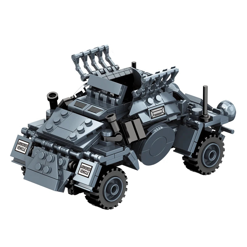 WW2 Military Army Soldiers World War 2 Tank Armored Vehicle Model Assemble Building Blocks Bricks Children's DIY Toys Gift