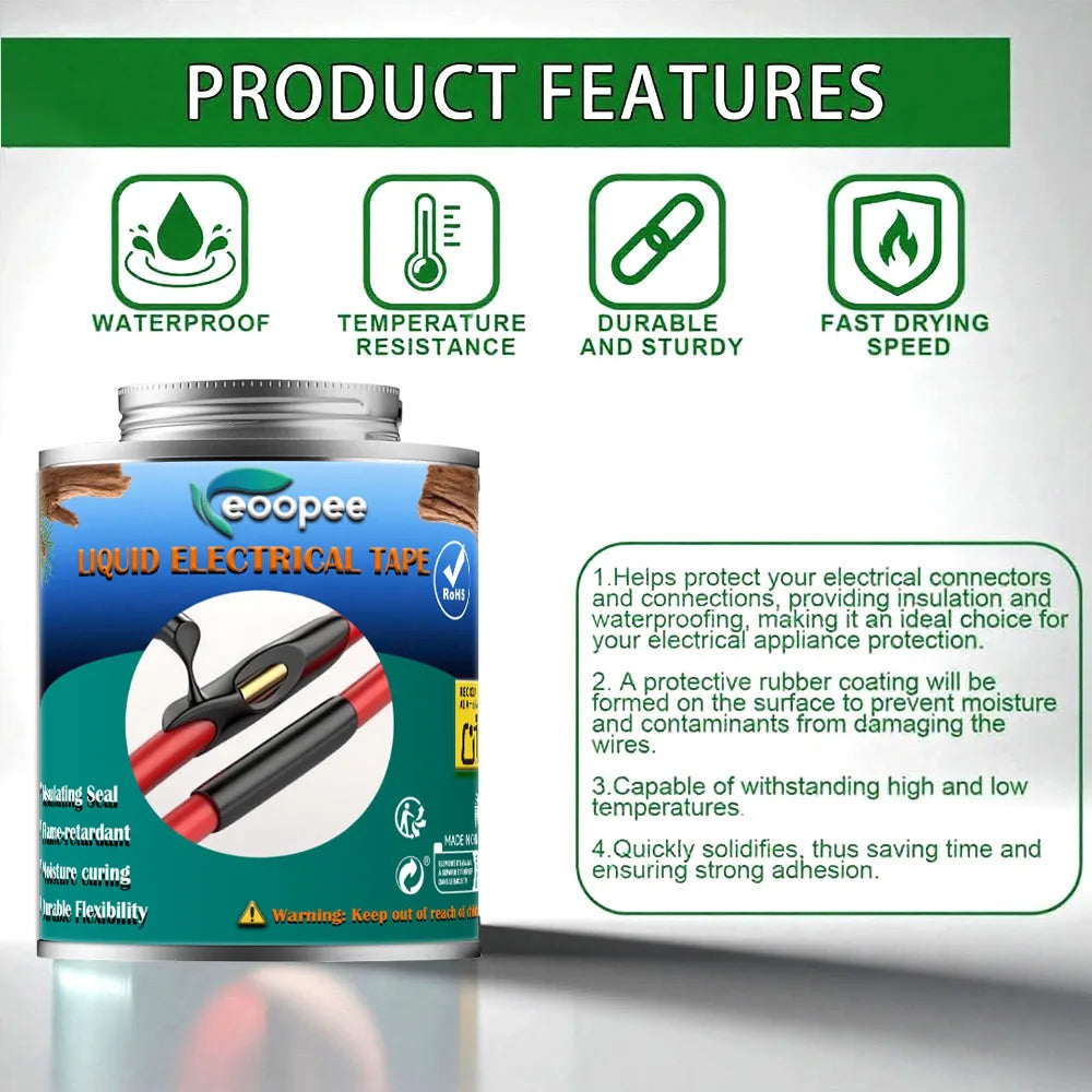 Liquid Waterproof Electrical Tape Epoxy Resin Black Glue Quick Drying Sealant For Wires And Cables Home Use Fix Line Glue