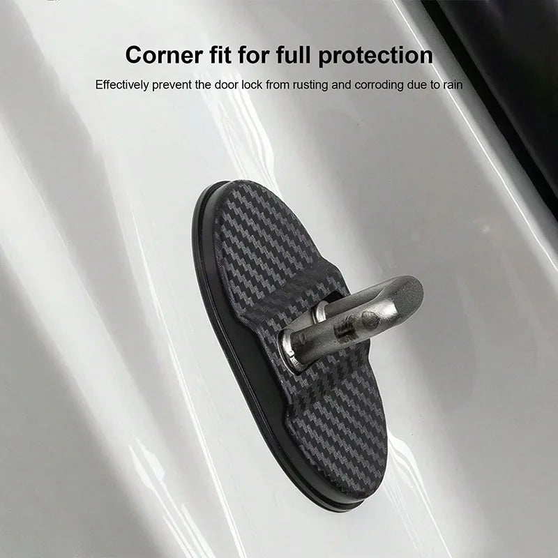 4Pcs Universal Door Lock Covers, Shock-Absorbing Noise-Reducing Waterproof Protector, Easy Stick-on for Sedan SUV
