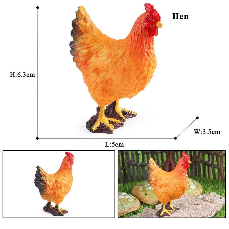 Oenux Farm Model Simulation Goose Duck Pig Hen Cow Horse Sheep Action Figures Poultry Animals Figurine Miniature Cute Kids Toy