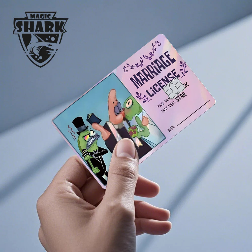 Magic Shark 2026 New Arrival Funny Cute Cartoon Holographic Sticker Laser Film Shinny Skin for Debit Credit Bank Card