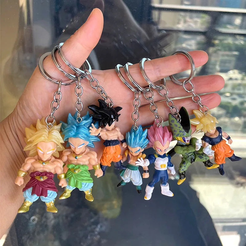 Dragon Ball Son Goku Mini Cute Kawaii Keychain Action Figure Anime Model Cartoon Bag Doll Pendant Figurine Toys Gift 1pcs Random
