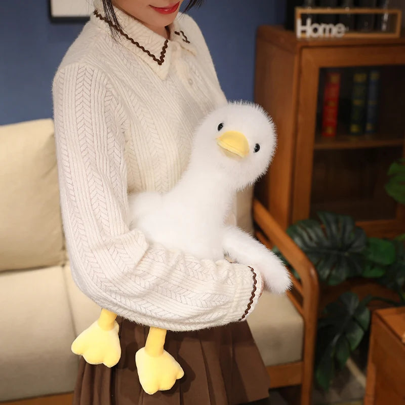 Kawaii Simulation Yellow Duck Plush Toy White Pink Black Long Hair Duck Plush Doll for Boys And Girls To Accompany Sleeping Gift