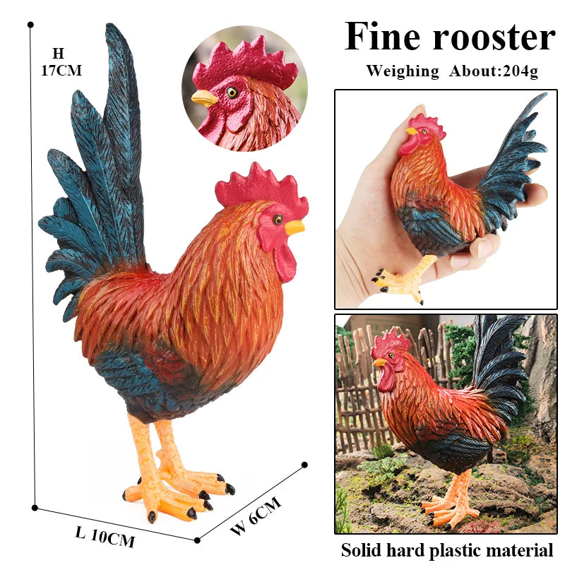 Oenux Lovely Farm Animals Hen Turkey Chook Chicken Cock Action Figure Model Figurines Poultry Miniature Educational PVC Kid Toy