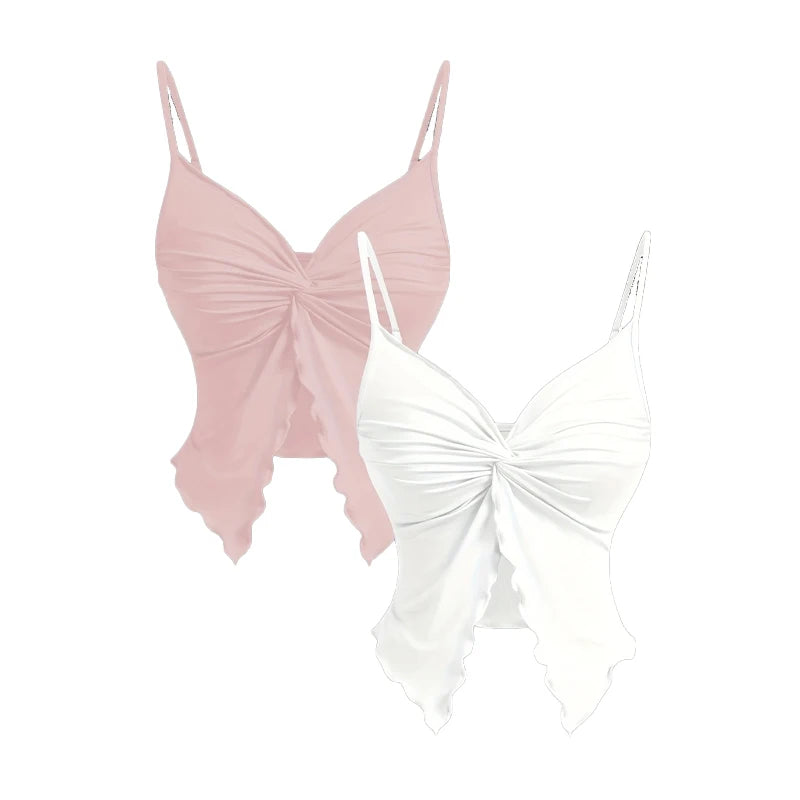 2Pcs Y2k Women T-shirt Top Lace Camis Aesthetic Harajuku Tank Top Vintage Fashion Casual All-match Vest Women Clothes Streetwear