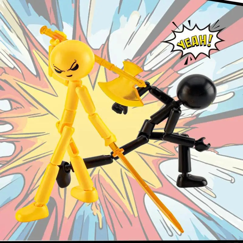 1 Set Novelty Action Figure Stickman Assembled Robot Movable Multi-jointed Stickman Toy 3d Printing Mannequin